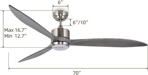 Αθόρυβος ανεμιστήρας οροφής με κινητήρα συνεχούς τάσης με έξυπνο έλεγχο APP 3-χρωματιστό χαμηλώσιμο φως LED και επιλογή 6 ταχυτήτων